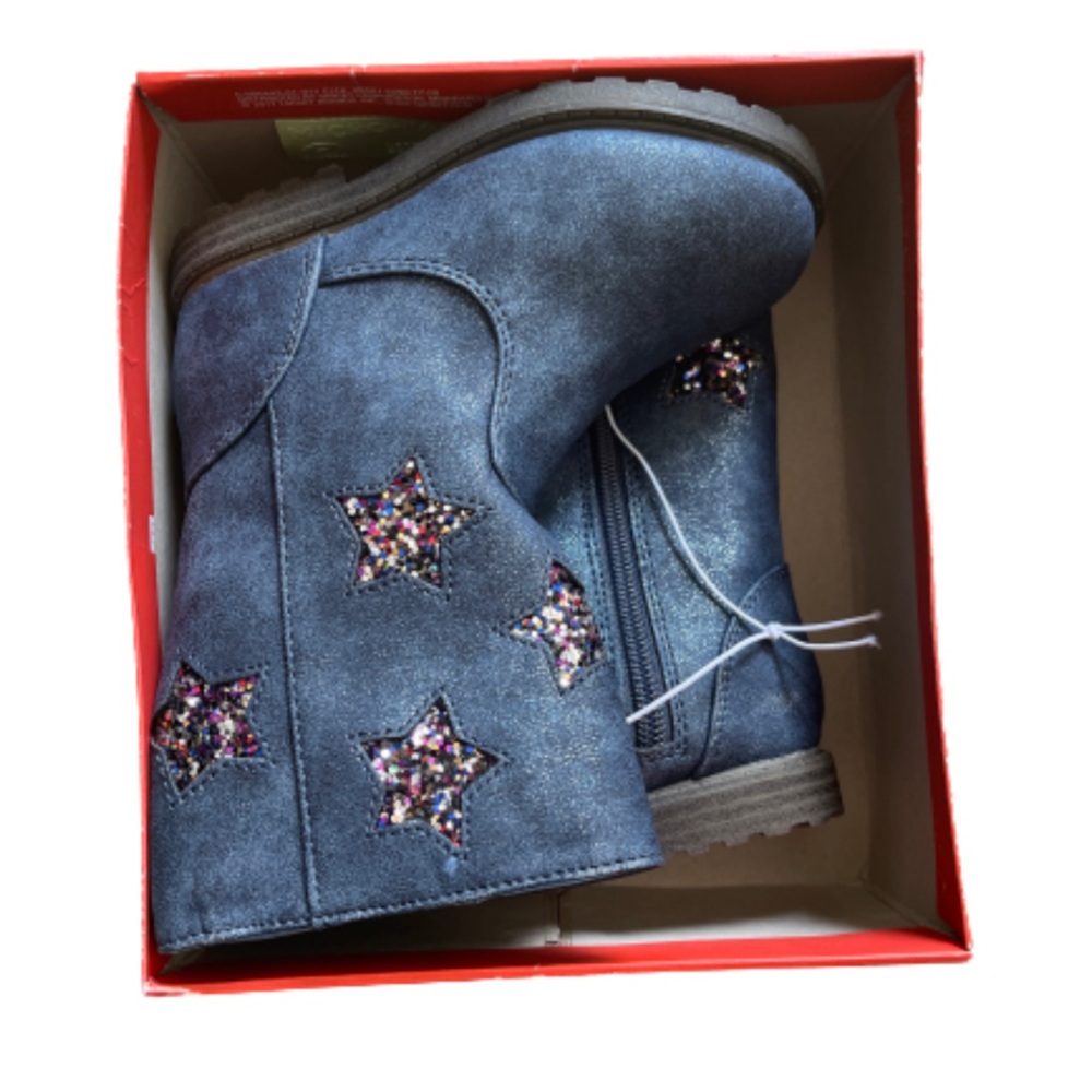 Toddler Girls Reina Ruffle Boot with Glitter Stars